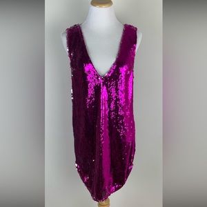 Free People Pink & Silver Sequin Mini Dress Size L